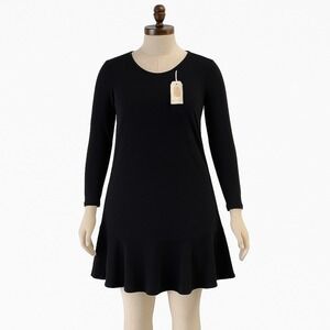 Mud Pie Dress Size M Ruffle Hem Long‎ Sleeve Minimalist Classic Modern Essential